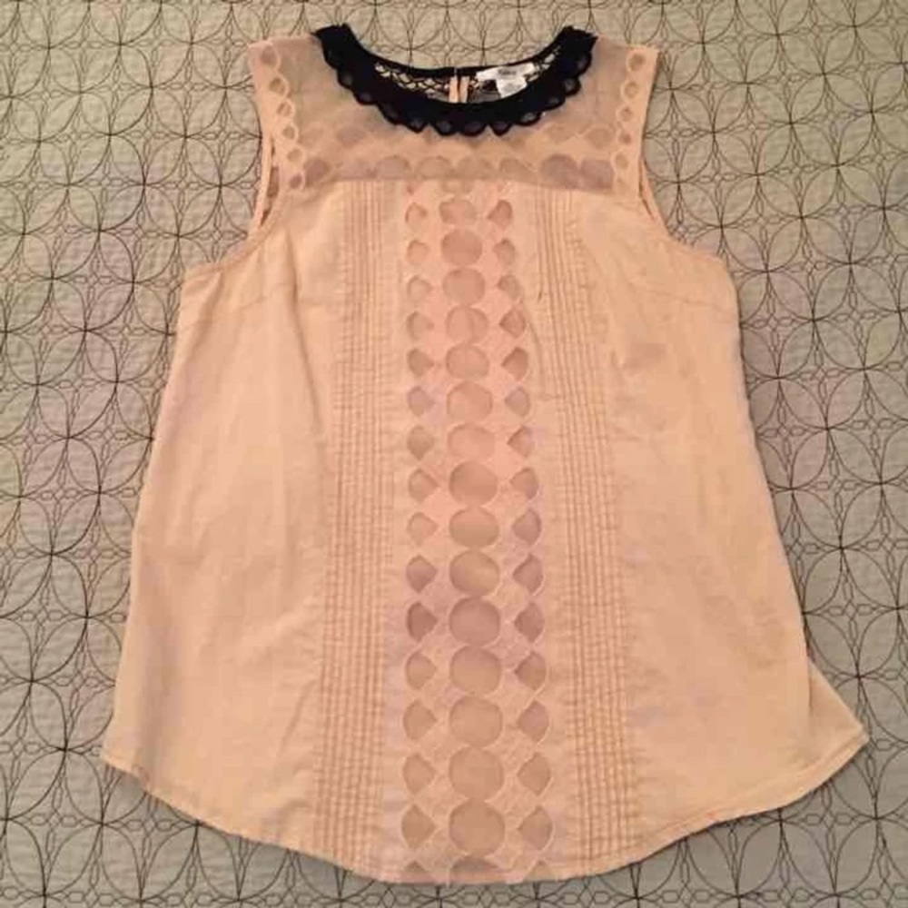M Esley sleeveless mesh lace neck top